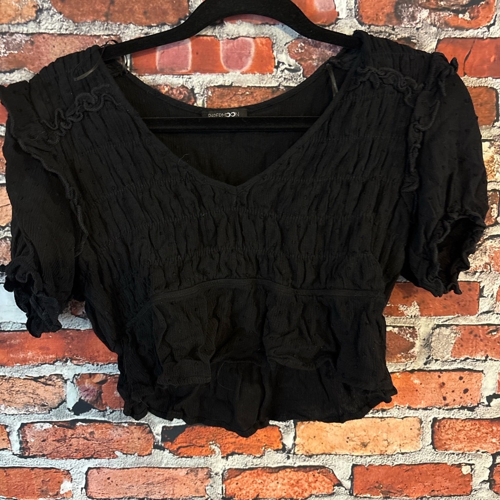 Papermoon Black Textured Blouse
